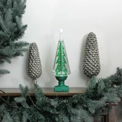 Roman 14" Green Glitter LED Swirl Water Dome With Christmas Tree Table Top Decoration -Northlight Shop roman 130748 styled 75641.1588405831
