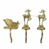 Roman 3-Piece Gold Weathered Reindeer And Sleigh Christmas Stocking Holder