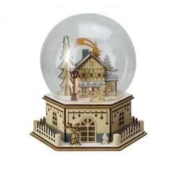 Roman 8.75" Christmas LED Wood Cut Town Table Top Dome Decoration