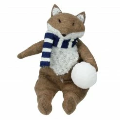 Roman 6.5" Wind-Up Musical Animated Fox Tabletop Christmas Decoration