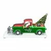 Roman 11" Green And Red Musical LED Lighted Polar Plowing Truck With Santa Claus Decoration
