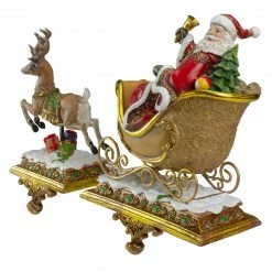Roman Set Of 2 Brown And Red Santa Claus With Reindeer Christmas Stocking Holders 9.5" -Northlight Shop roman 37011 2 00288.1595892101