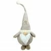 Northlight 29.5" Gray And White Plush And Portly Champagne Gnome Christmas Tabletop Figure