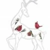 Diva At Home 19.5" White And Red Reindeer With Cardinals Christmas Tabletop Decoration