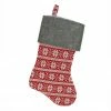 Northlight 19" Festive Red, White And Grey Poinsettia Style Snowflake Motif Sweater Knit Christmas Stocking