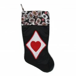 Santa's Best 19" Black And Red Casino Gambling Christmas Stocking