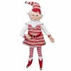 Select Artificials 20" Red And White Peppermint Striped Elf With Jingle Bells