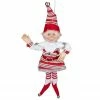 Select Artificials 13" Red And White Peppermint Striped Elf With Jingle Bells