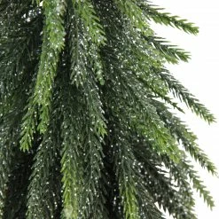 Northlight 14" Green Glitter Weeping Mini Pine Christmas Tree In Burlap Covered Vase - Unlit -Northlight Shop skfkpc03bwwvcnnhnc4qnjyfmjdrxiro 38505.1665346766