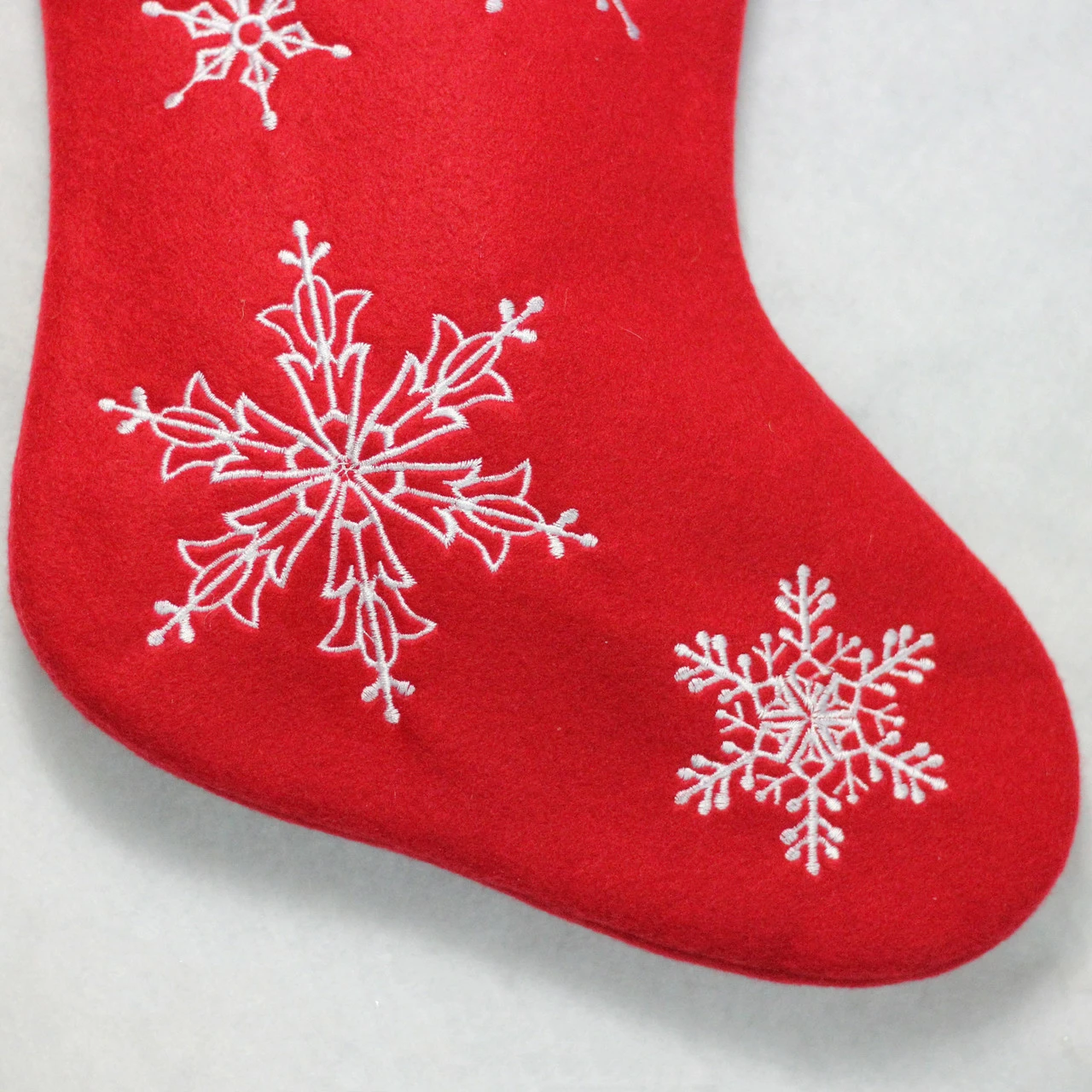 Northlight 16" Red And White Merry Christmas Snowflake Embroidered Christmas Stocking 3 Northlight 16" Red And White Merry Christmas Snowflake Embroidered Christmas Stocking - Image 3