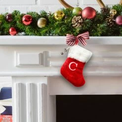 St. Nick's Choice 7" Red And White 'C' Embroidered Christmas Stocking -Northlight Shop stnickks0076 3 46681.1665580317