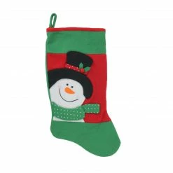 St. Nick's Choice 19" Red And Green Fleece Christmas Stocking With Snowman Applique
