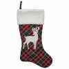 Northlight 20" Black And Red Tartan Reindeer Christmas Stocking With Cuff