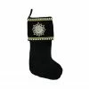 CC Christmas Decor 24" Black And Gold Trimmed Jewel Christmas Stocking