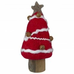 Tii Collections 6" Red And White Christmas Tree With Rustic Jingle Bells Tabletop Decor
