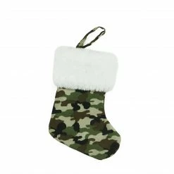 Northlight 7" Army Camouflage Mini Christmas Stocking With White Cuff