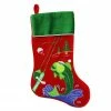 Northlight 19.5" Red Velveteen Fishing Themed Christmas Stocking With Green Cuff