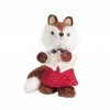 Diva At Home 10.75" Brown And White Mrs. Fox Wearing Dress Christmas Decoration