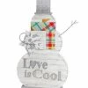 Diva At Home 18" Silver Colored Carved Look "Love Is Cool" Snowman Christmas Tabletop Decoration