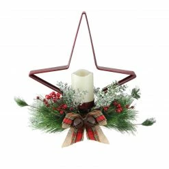Gerson Company/Gil Division 15" Battery Operated Green And Red Christmas Pine Needle Candle Holder