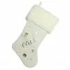 Northlight 19" Ivory White Gold Foil "Peace" Christmas Stocking With White Faux Fur Cuff