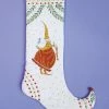 Patience Brewster 29" White And Red Embroider Mrs Santa Claus Christmas Stocking
