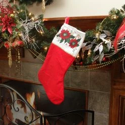 Northlight 19" Christmas Traditions Red, White And Gold Glittered Illustrated Poinsettia Bordered Stocking -Northlight Shop v0h01r7junss4mwrtvns5hcs27kbdnbg 73179.1640820158