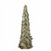 A & B Floral 24" Gray And White Glittered Cone Tree Christmas Tabletop Decor