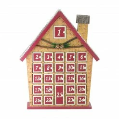 Northlight 15" Red And Beige House With Advent Calendar Tabletop Christmas Decoration