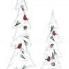 Melrose Set Of 2 White And Red Christmas Trees With Cardinal Birds Tabletop Decors 30"