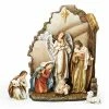 Roman 7-Piece Brown Joseph's Studio Nativity With Back Wall Christmas Table Top Decoration 12