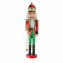 Northlight 24" Red And Green Wooden Christmas Nutcracker King With Scepter
