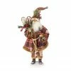 CC Christmas Decor 20" Red Modern Lodge Iced Santa Claus With Plaid Coat And Snow Shoes Christmas Figurine