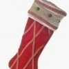 Roman 26" Red And Beige Embroidered Jingle Bell Christmas Stocking