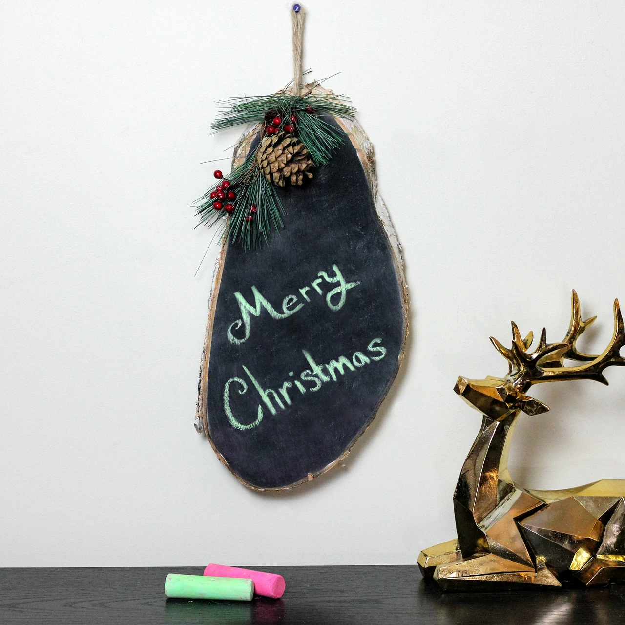 Gallerie II 16" Country Rustic Oval Chalkboard On Birch Wood Christmas Decoration 3 Gallerie II 16" Country Rustic Oval Chalkboard On Birch Wood Christmas Decoration - Image 3
