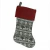Northlight 19" Festive Grey, White And Red Snowflakes & Reindeer Knit Christmas Stocking