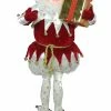 Fantasy Creations 25" Fantasy Gold Star Pants Christmas Elf Holding Present On Display Stand