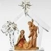 Roman 4.75" Brown And Clear Kneeling Angel In Stable Christmas Ornament