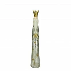 A & B Floral 23.5" Silver And Gold Distressed Finish King Balthazar Wise Man Christmas Nativity Figurine
