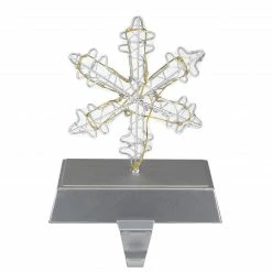 Northlight 7.5" LED Lighted Silver Wired Snowflake Christmas Stocking Holder