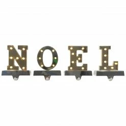Northlight Set Of 4 Gold And Silver LED Lighted "NOEL" Christmas Stocking Holder 6.5" -Northlight Shop wy92563 light20on 05449.1661885691