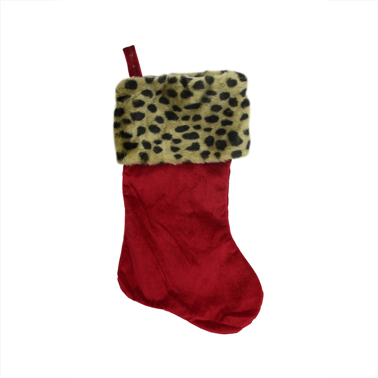 Northlight 20" Red And Black Leopard Cuff Christmas Stocking 1 Northlight 20" Red And Black Leopard Cuff Christmas Stocking