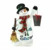 Northlight 18" White Snowman Holding Broom And Blackboard Christmas Figurine