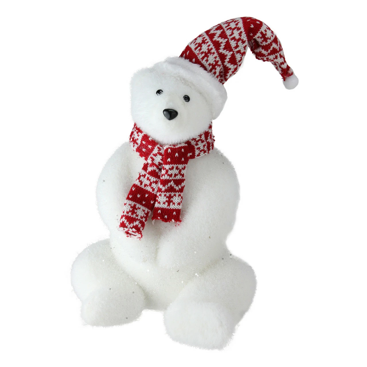 Northlight 17" Glitter Polar Bear In Nordic Hat And Scarf Christmas Decor 1 Northlight 17" Glitter Polar Bear In Nordic Hat And Scarf Christmas Decor