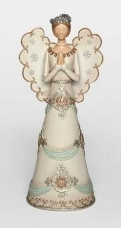 Roman 12.5" White And Brown Angel Christmas Tabletop Figure