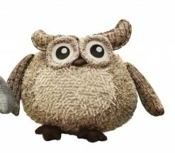 Northlight 10" Charming Brown Plaid Owl W/ Textured Ivory Plush Table Top Christmas Figure