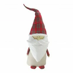 Northlight 26" White And Red Santa Claus Gnome With Plaid Hat Christmas Figurine