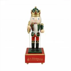 Nutcracker Factory 12" Red And Green Animated King With Scepter Christmas Nutcracker