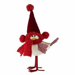 Northlight 8.5" White Standing Bird With Red Scarf And Hat Christmas Figure
