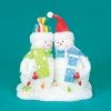 CC Christmas Decor 9.5" White And Green Cupcake Heaven Fluffy Snowmen With Light Strand Christmas Tabletop Figurine